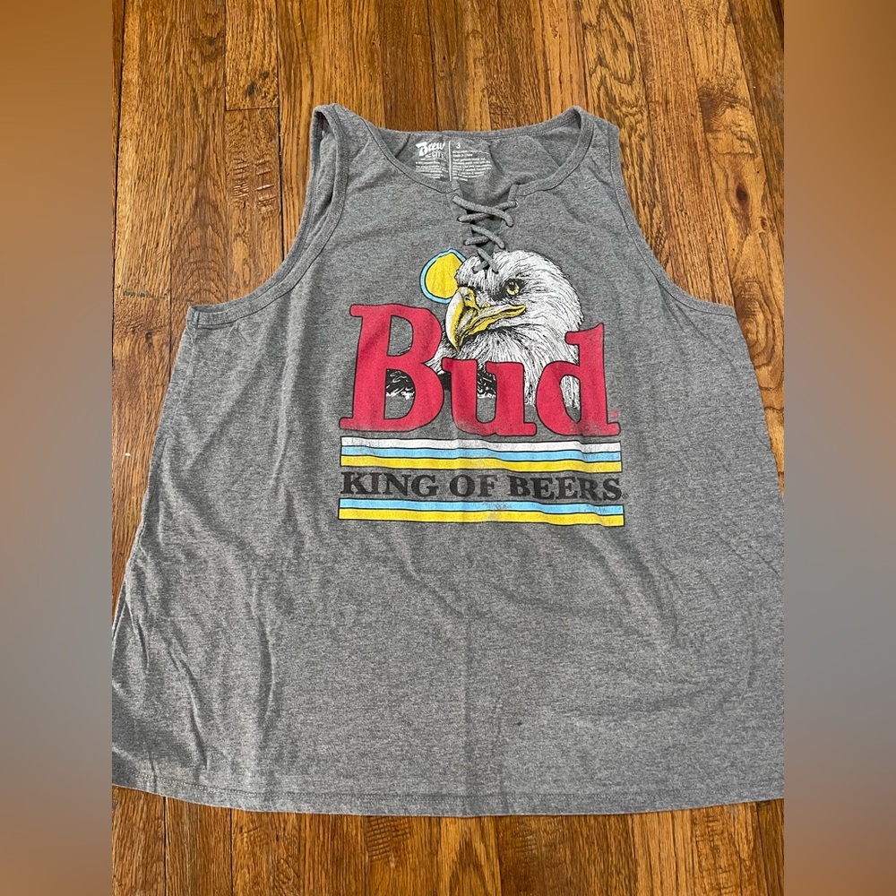 torrid Gray Bud Eagle Lace-Up Muscle Tee with Yellow & Blue Accents
